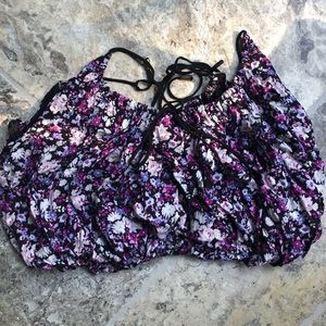 Free People Purple Flower Crop Top